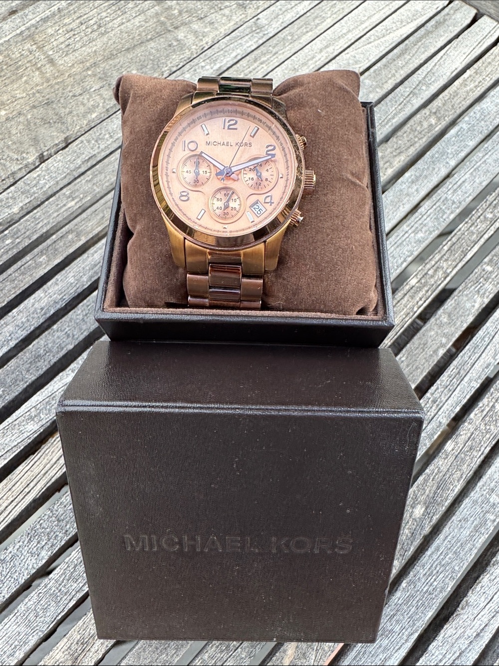 Michael Kors Rose Gold-Tone Chronograph Bracelet Watch